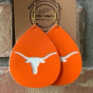 Longhorn Dangle Faux Leather Earrings | Beautiful Handmade-Handcrafted Earrings.